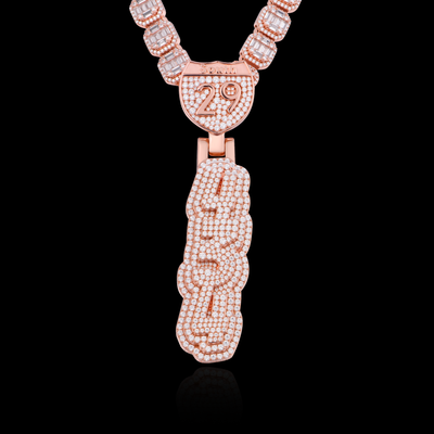 APORRO Premium Custom Triple-layered Vertial Style Iced Numbers Pendant
