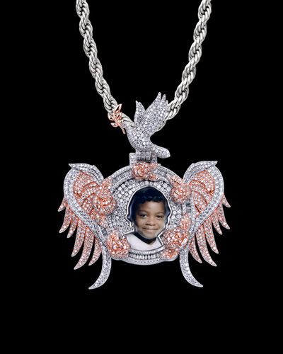 APORRO Premium Custom Fully lced Out Wing Photo Pendant