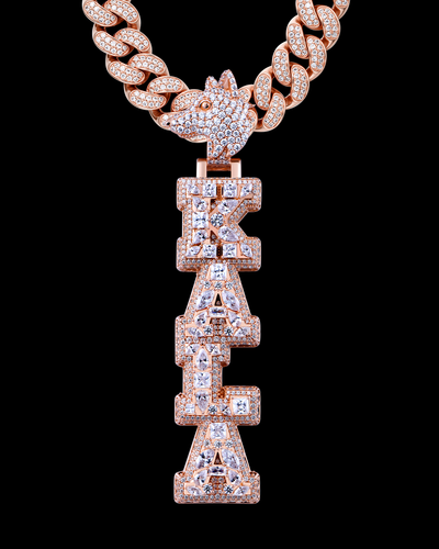 APORRO Premium Custom Multi-Layer Fully Iced Vertical Letter Pendant