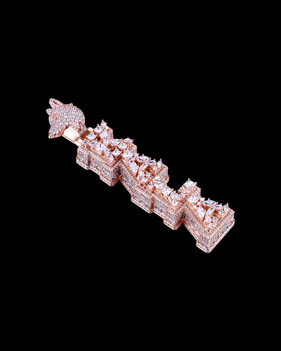 APORRO Premium Custom Multi-Layer Fully Iced Vertical Letter Pendant