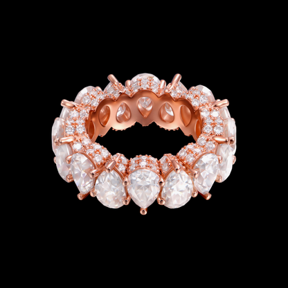 APORRO Premium Iced Out Pear Cut Stone Ring