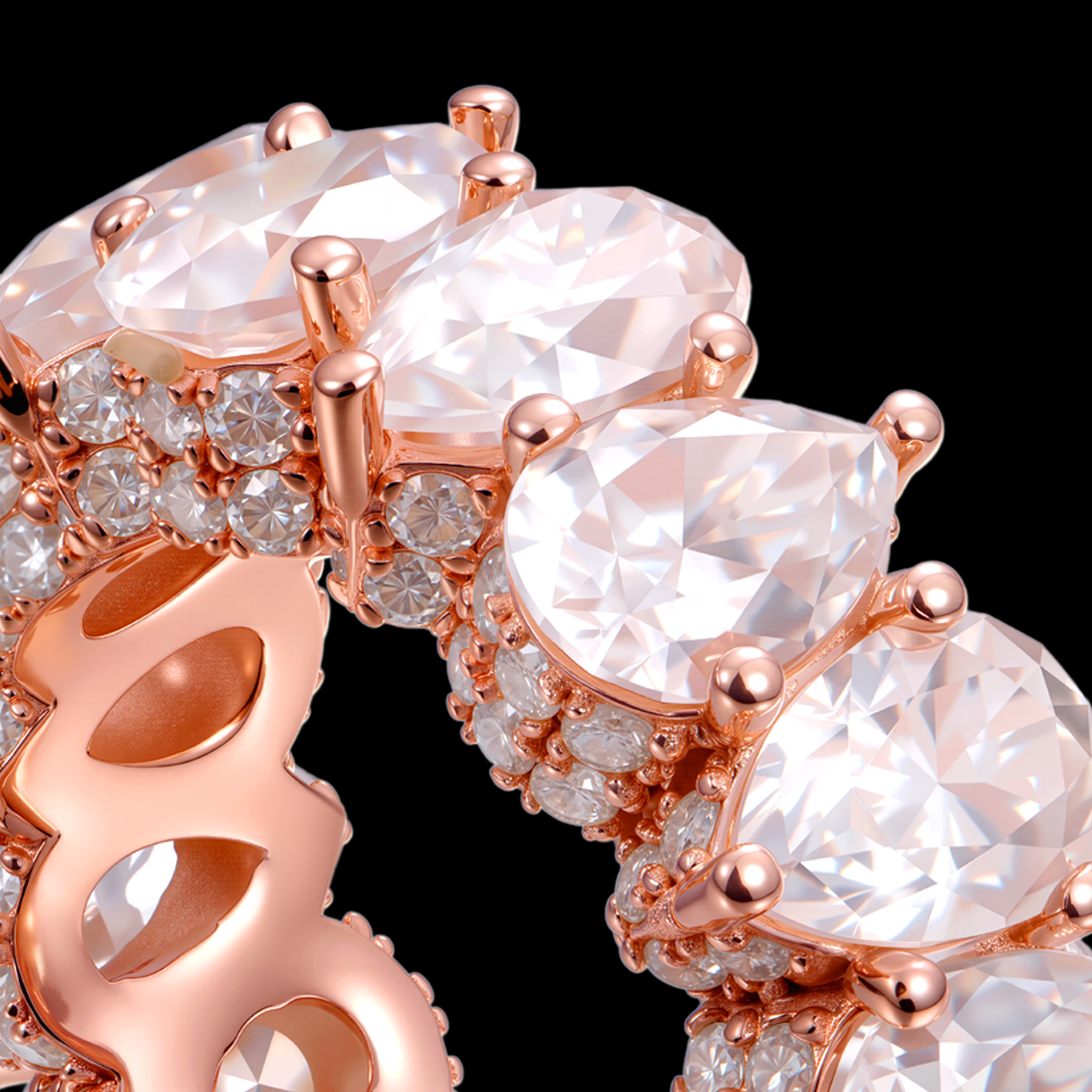 APORRO Premium Iced Out Pear Cut Stone Ring