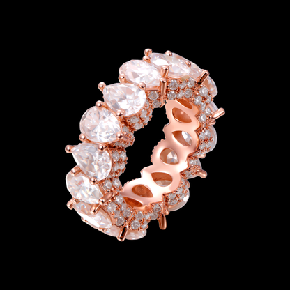 APORRO Premium Iced Out Pear Cut Stone Ring