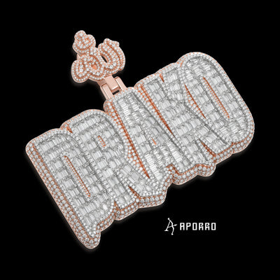 APORRO Premium Custom Drip Iced Emerald Cut Name Pendant