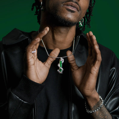 WONG Ⅱ Iced Out Jade Column Pendant