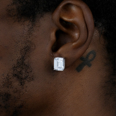 Moissanite S925 Emerald Cut Stud Earrings