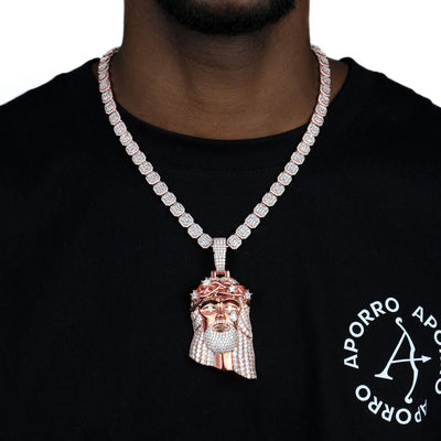 Rose Gold Stellar Jesus Pendant & Chain Trinity Set