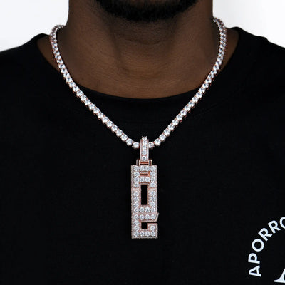 Custom Radiant Layers Vertical Letter Pendant  - Rose Gold