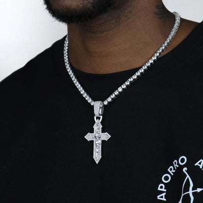 Medium Brass Divine Engraved Cross Pendant
