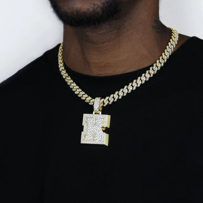 Custom Invisible Setting Letter Pendant - Yellow Gold