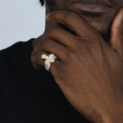 Baguette Iced Cross Ring