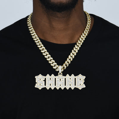 Custom Emerald Cut Gothic Font Pendant