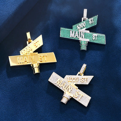 Custom Iced Street Sign Pendant