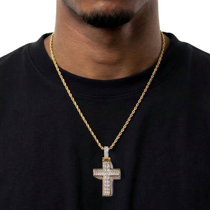 Brilliant 3D Slanted Cross Pendant