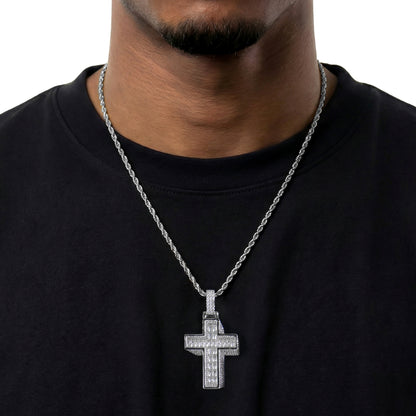 Brilliant 3D Slanted Cross Pendant