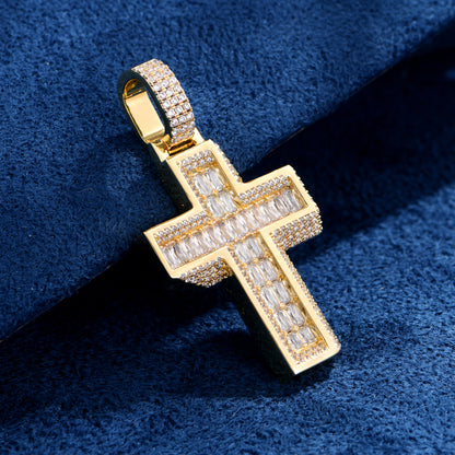 Brilliant 3D Slanted Cross Pendant