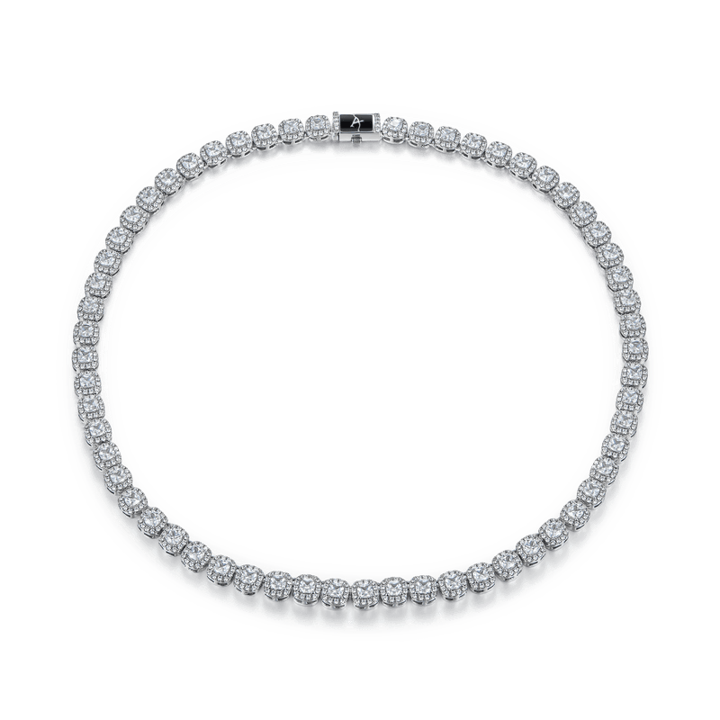 Cushion-Cut Clustered Moissanite Tennis Chain - 7mm - APORRO