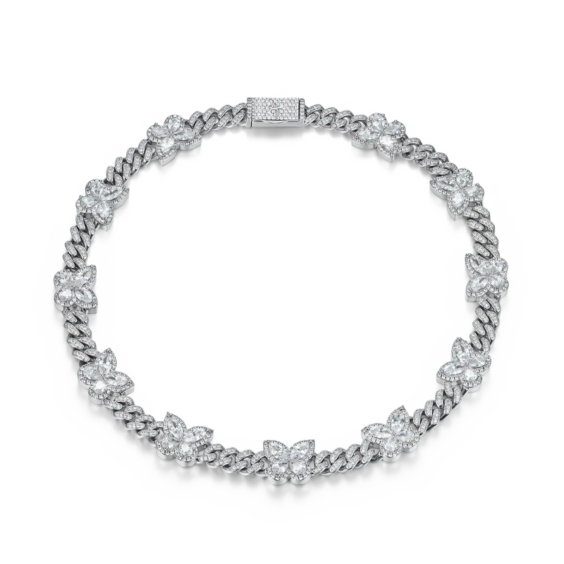 Pear-Shaped Mix Marquise Cut Butterfly Cuban Necklace - 8mm - APORRO
