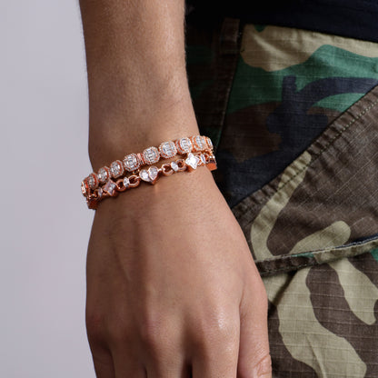 Baguette Clustered Tennis + Radiant Hearts Entwined Bracelet Gift Set