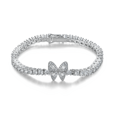Vivid Round Cut Clustered Butterfly Tennis Bracelet - 3mm