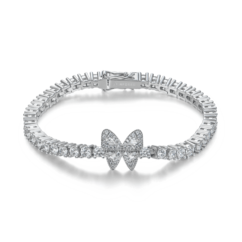 Round Cut Clustered Butterfly Tennis Bracelet - 3mm - APORRO