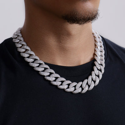 Moissanite Round Cut Cuban Link Chain - 19mm