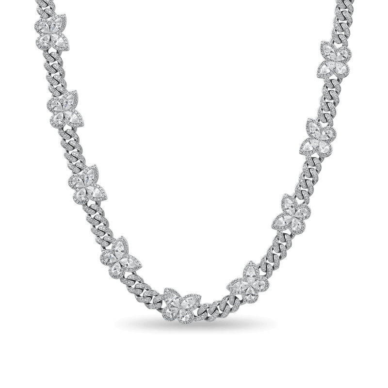Pear-Shaped Mix Marquise Cut Butterfly Cuban Necklace - 8mm - APORRO