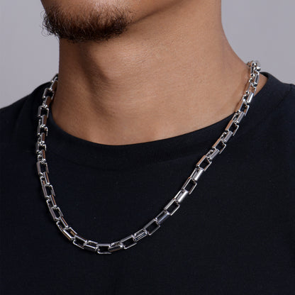 Paper Clip Chain With Iced Round Cut Clasp - 8mm