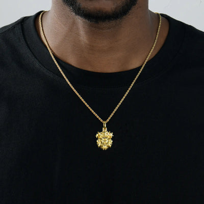 Jesus Piece Plain Gold Pendant - Micro
