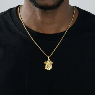 Jesus Piece Plain Gold Pendant - Micro