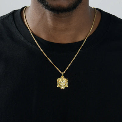 Jesus Piece Plain Gold Pendant - Micro