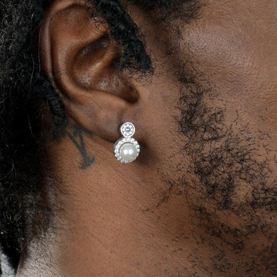S925 Barbed Wire Pearl Hoop Earring