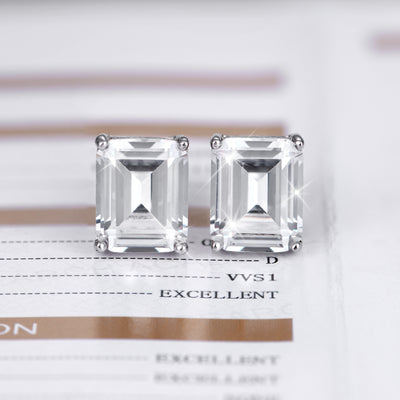 Moissanite S925 Emerald Cut Stud Earrings