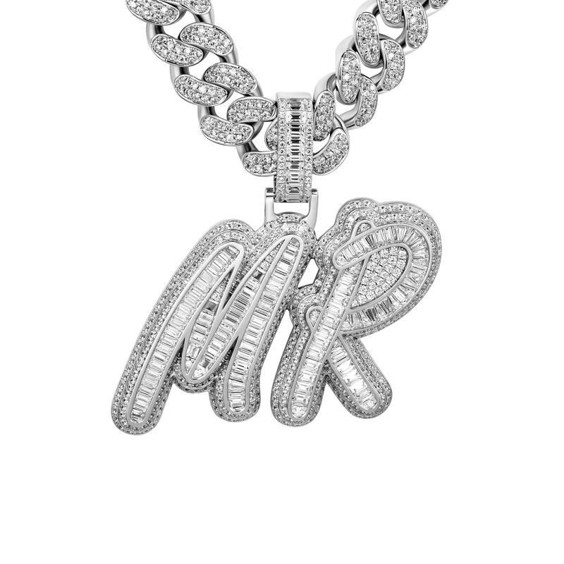 Custom Iced Out Multi-layer Baguette Font Pendant