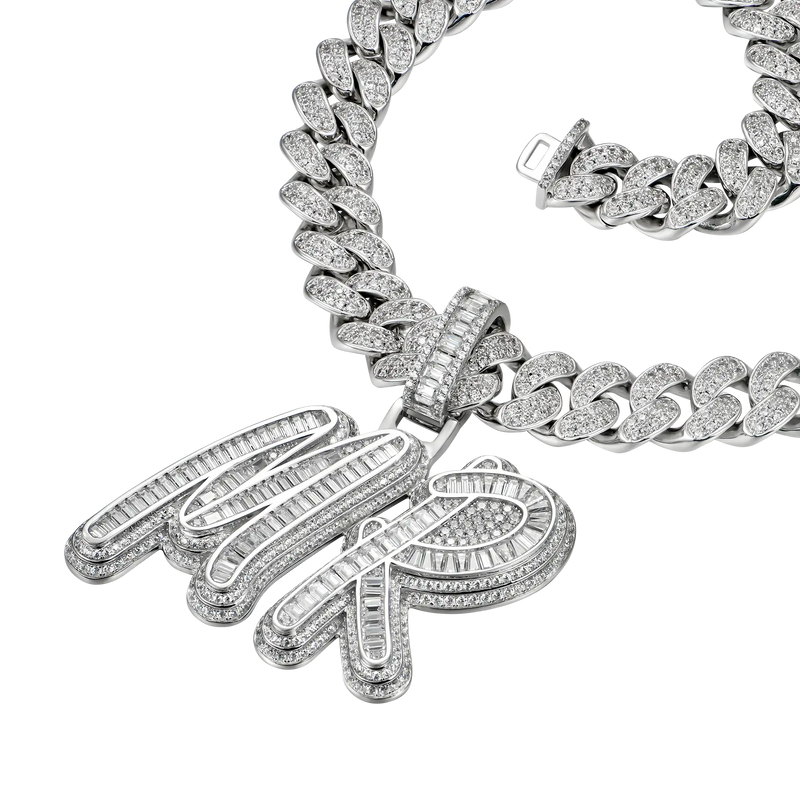 Custom Iced Out Multi-layer Baguette Font Pendant
