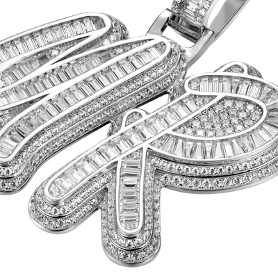 Custom Youth Iced Out Multi-layer Baguette Font Pendant