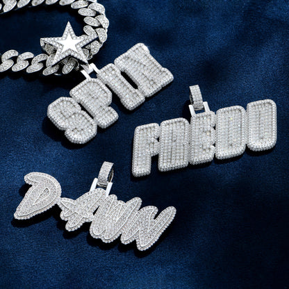 Custom Moissanite Double Layers Coke Boys Gold Font Name Pendant