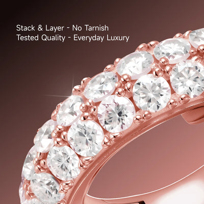 S925 Double Row Hoop Earring - Rose Gold