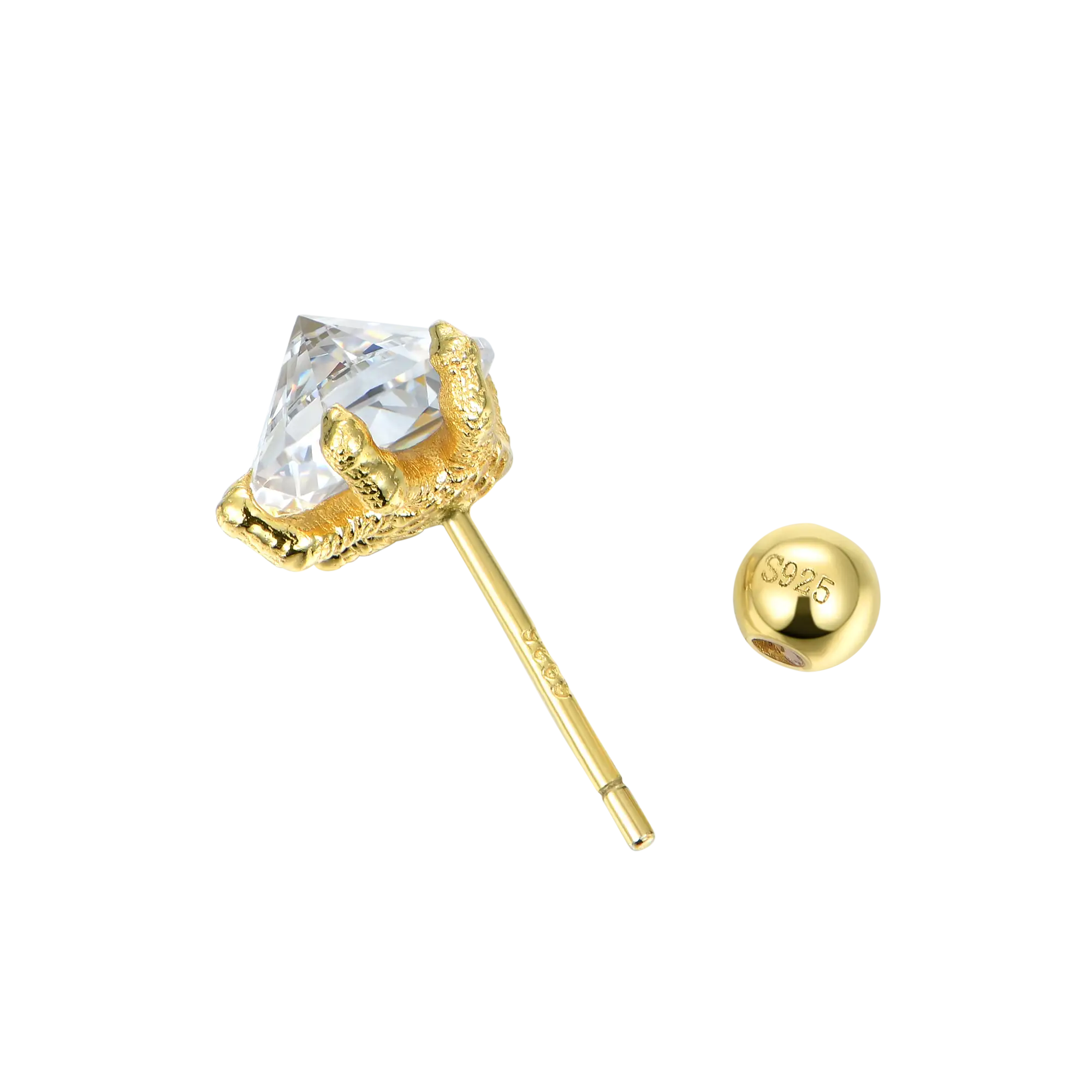 14K Gold Iced Out Wong Dragon Claw Earrings - Men & Women's 14K Gold Iced Out Wong Dragon Claw Earrings - Men & Women's