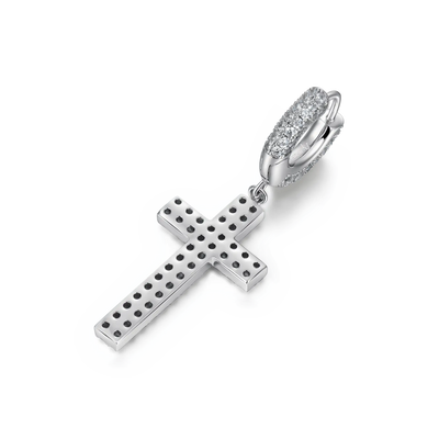 S925 Cross Earring (with Two-Row Gems)