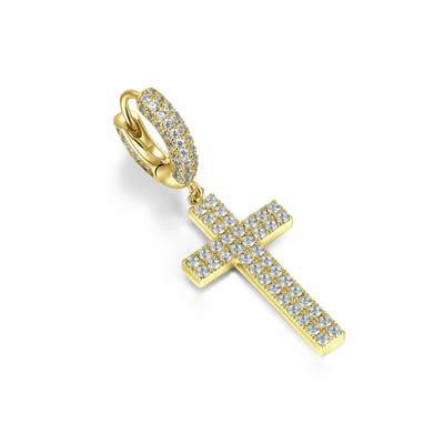 S925 Cross Earring (with Two-Row Gems)