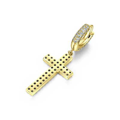 S925 Cross Earring (with Two-Row Gems)