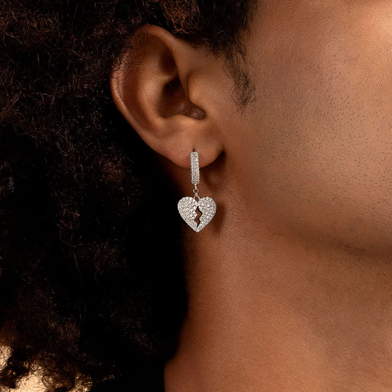 Broken Heart & Lightning Bolt Earrings Set - Men hippop dangly earring - APORRO