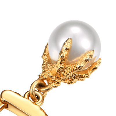 Single WONG Dragon Claw Pearl Dangly Earring