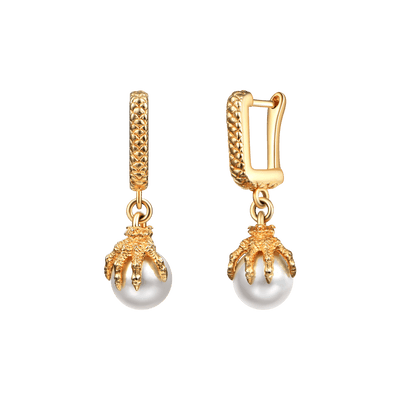 Single WONG Dragon Claw Pearl Dangly Earring