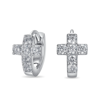 S925 Cross Hoop Earrings - Pair
