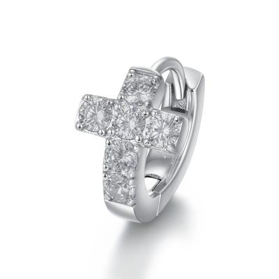 S925 Cross Hoop Earrings - Pair