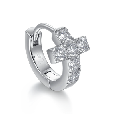 S925 Cross Hoop Earrings - Pair