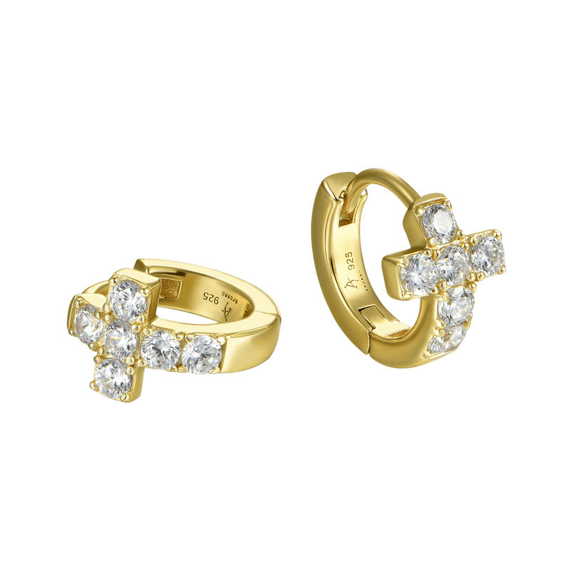 Cross Hoop Earrings-Men & Women's silver cross earrings - APORRO