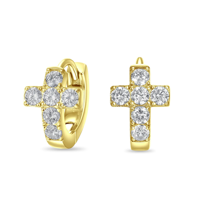S925 Cross Hoop Earrings - Pair
